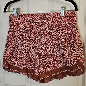 Athleta Red and White Animal Print Shorts